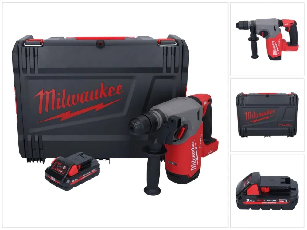 Milwaukee M18 ONEFHX-301X Akumulatorowy młot udarowo-obrotowy 18 V 2,5 J SDS-Plus Brushless + 1x akumulator 3,0 Ah + skrzy...