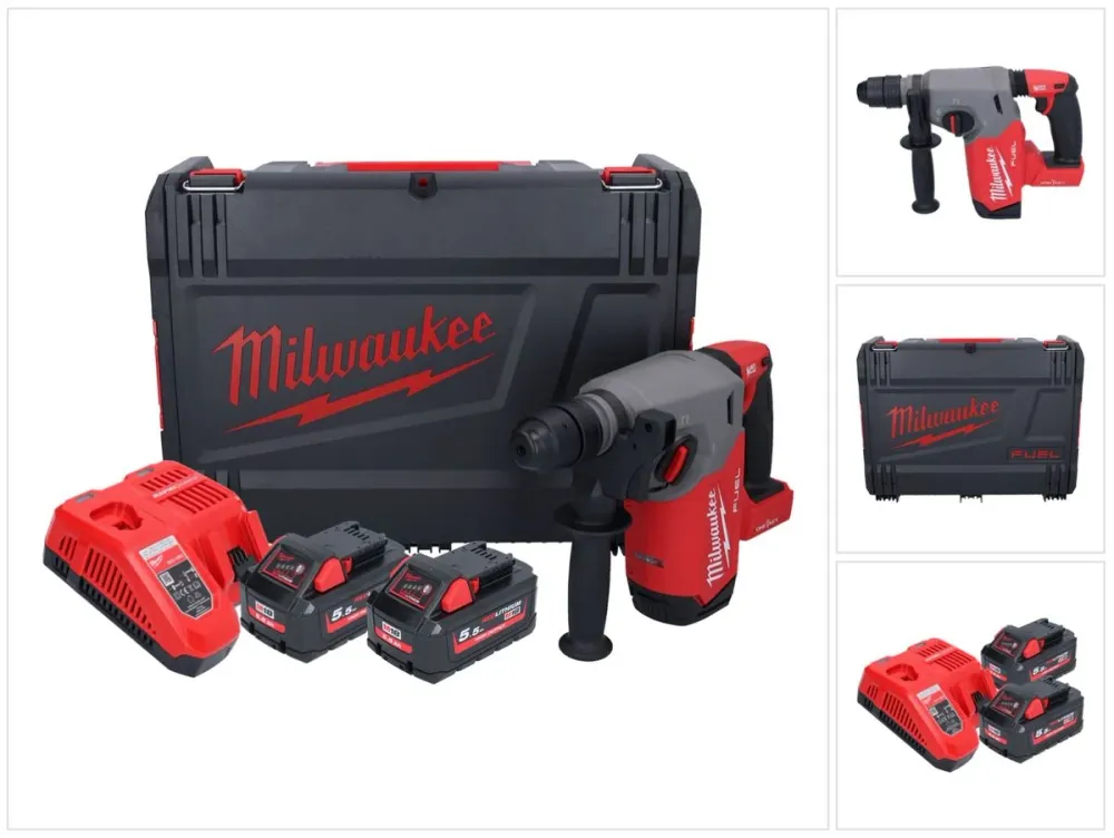Milwaukee M18 ONEFHX-552X akumulatorowy młot udarowo-obrotowy 18 V 2,5 J SDS-Plus ( 4933478504 ) bezszczotkowy + 2x akumul...