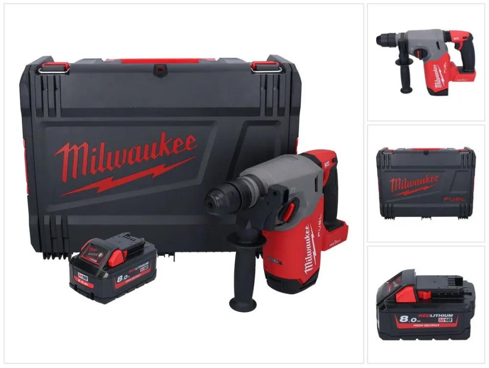 Milwaukee M18 ONEFHX-801X Akumulatorowy młot udarowo-obrotowy 18 V 2,5 J SDS-Plus Brushless + 1x akumulator 8,0 Ah + skrzy...