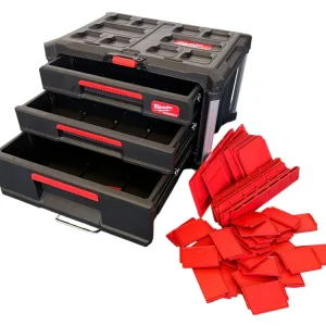 Milwaukee PACKOUT 2 + 1 szuflada Skrzynka narzędziowa Walizka narzędziowa 363 x 564 x 414 mm ( 4932493190 ) Organizer z sz...