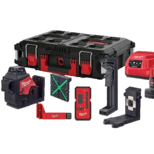 Milwaukee poziomica laserowa M12 3PL zestaw 3 zielonych linii zasięg 38m z akcesoriami