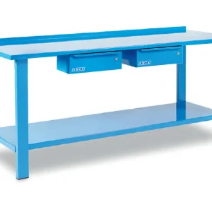 Omcn stół warsztatowy 2000x700x850mm stal 2 szuflady niebieski profesjonalny