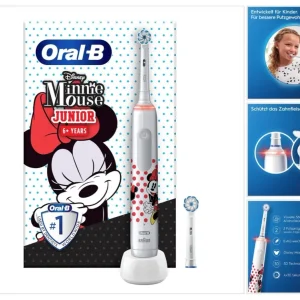 Elektryczna szczoteczka do zębów Oral-B Junior Minnie Mouse Elektryczna szczoteczka do zębów dla dzieci od 6 lat 360° regu...