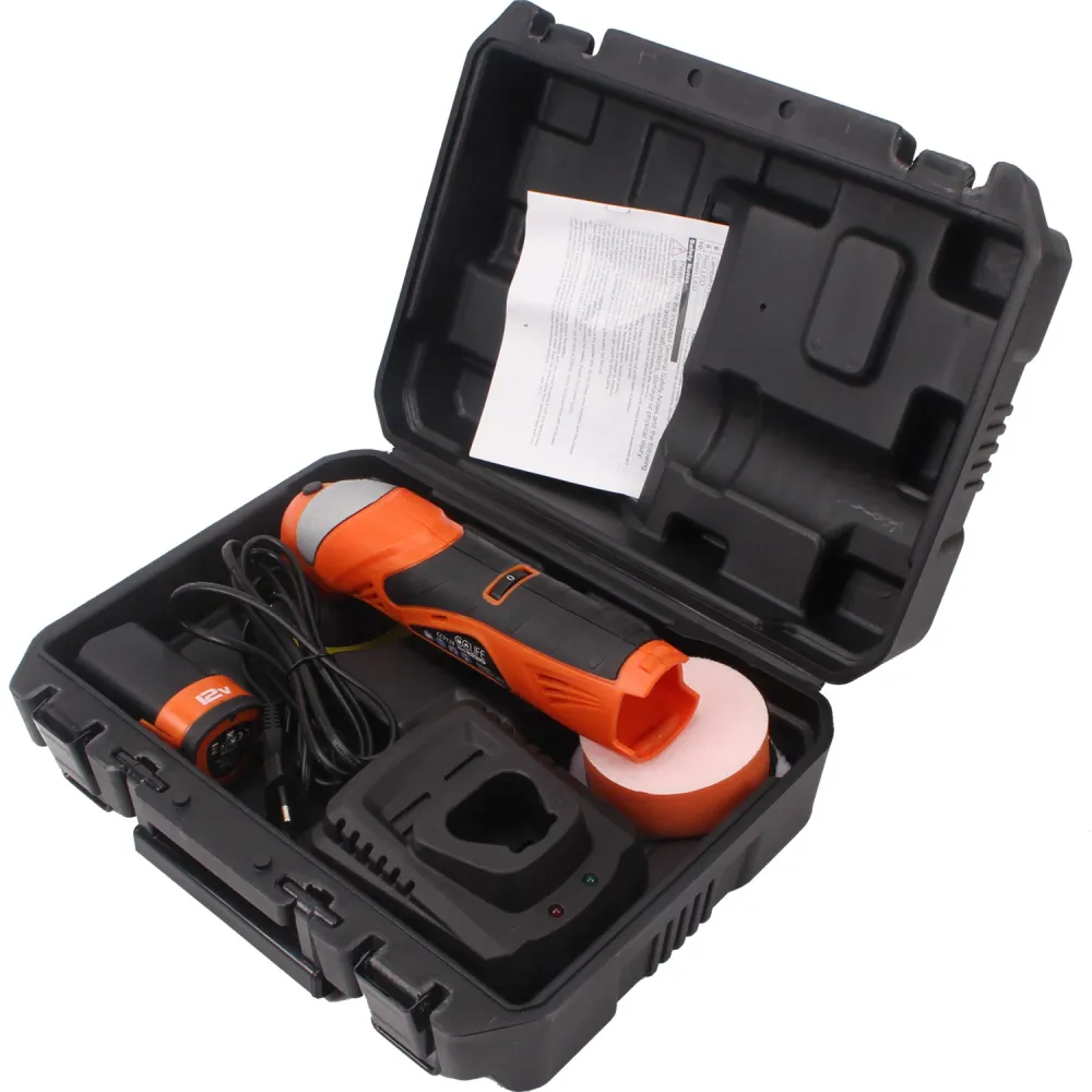 Polerka Akku 12V | Prędkość 0 - 3000 obr/min | ø80mm | Bogate wyposażenie