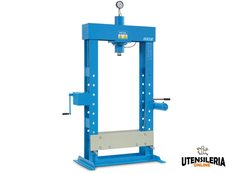 Prasa hydrauliczna Omcn 159 z pompą ręczną dwubiegową 70 ton niebieska