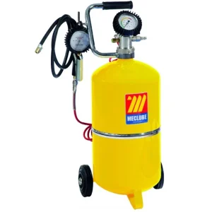 Przenośny inflator do opon Meclube 24 l, ręczny z manometrem i wężem spiralnym