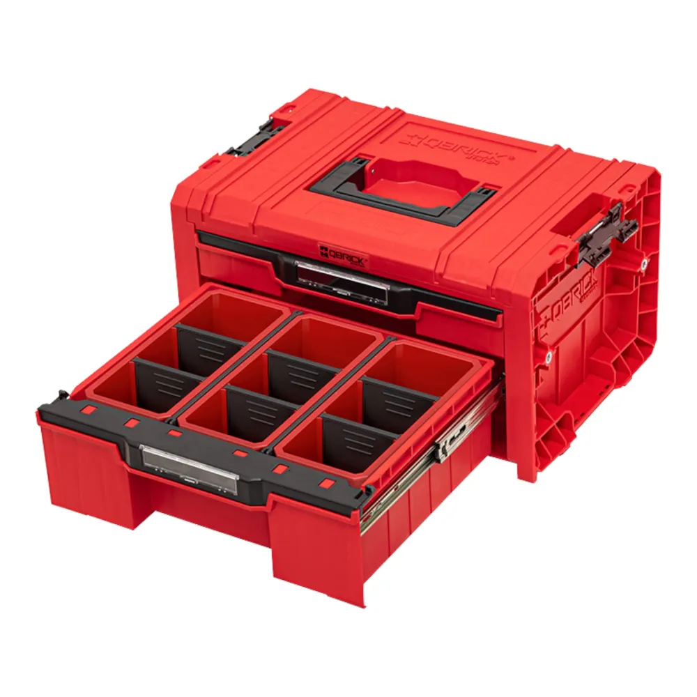 Qbrick System PRO Drawer 2 Toolbox 2.0 Expert RED ULTRA HD Toolbox 450 x 310 x 244 mm 14 l sztaplowany IP54 z 2 szufladami