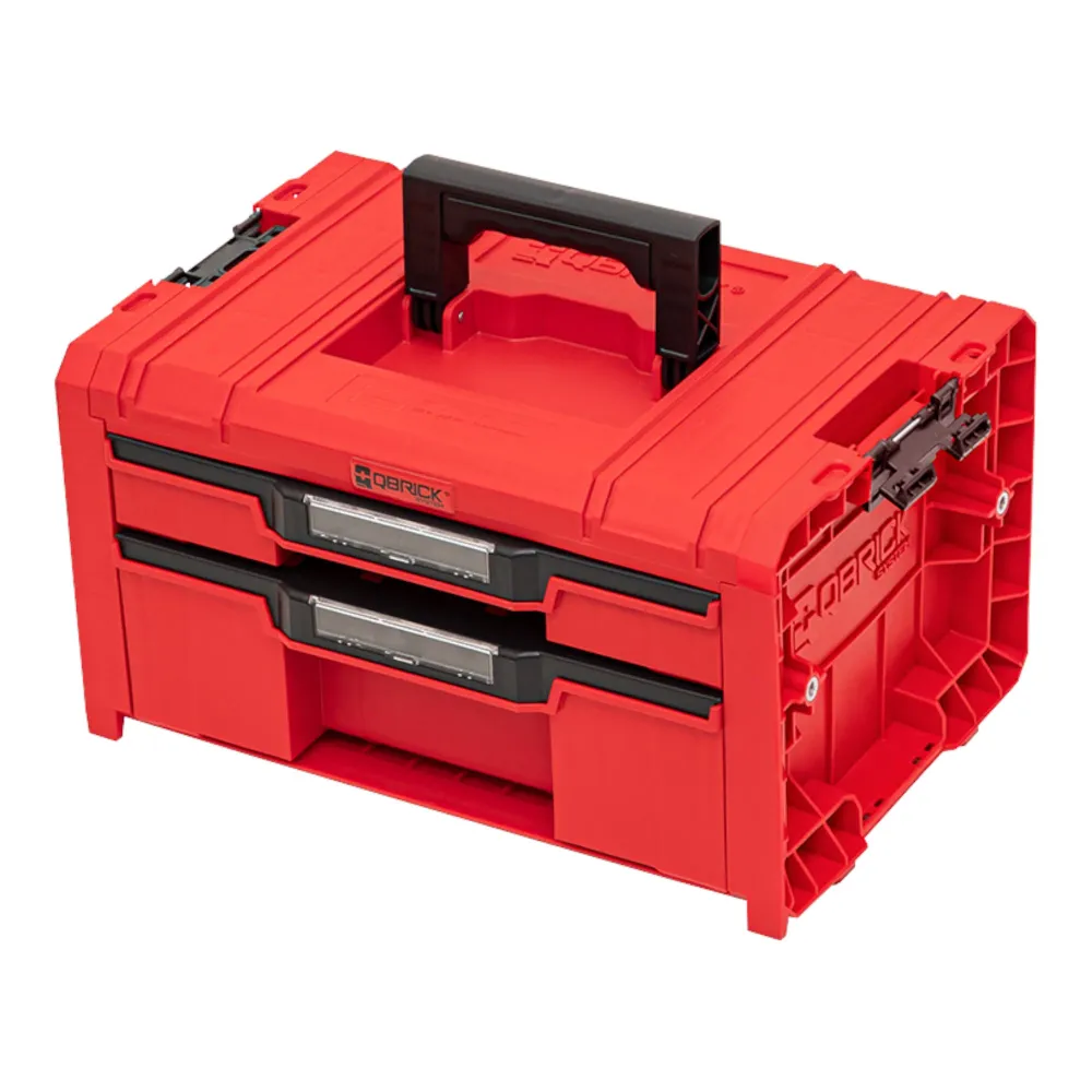 Qbrick System PRO Drawer 2 Toolbox 2.0 Expert RED ULTRA HD Toolbox 450 x 310 x 244 mm 14 l sztaplowany IP54 z 2 szufladami