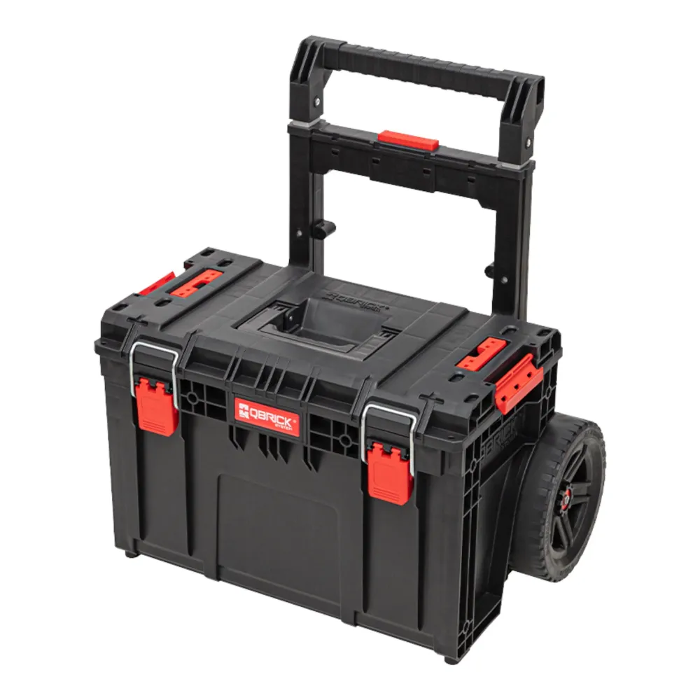 Qbrick System PRIME Wózek sztaplowany 590 x 425 x 660 mm 37 l IP66 100 kg udźwigu z podwójnym teleskopowym uchwytem alumin...