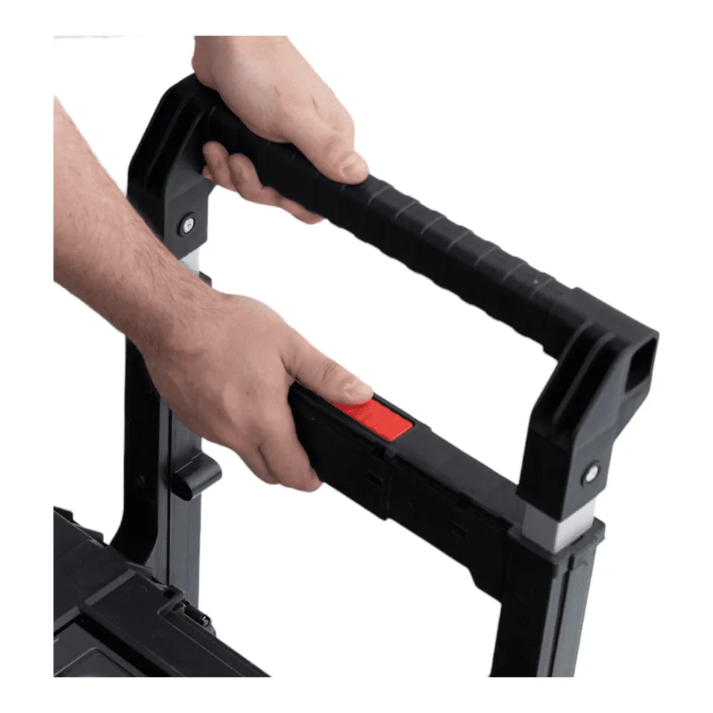 Qbrick System PRIME Wózek sztaplowany 590 x 425 x 660 mm 37 l IP66 100 kg udźwigu z podwójnym teleskopowym uchwytem alumin...