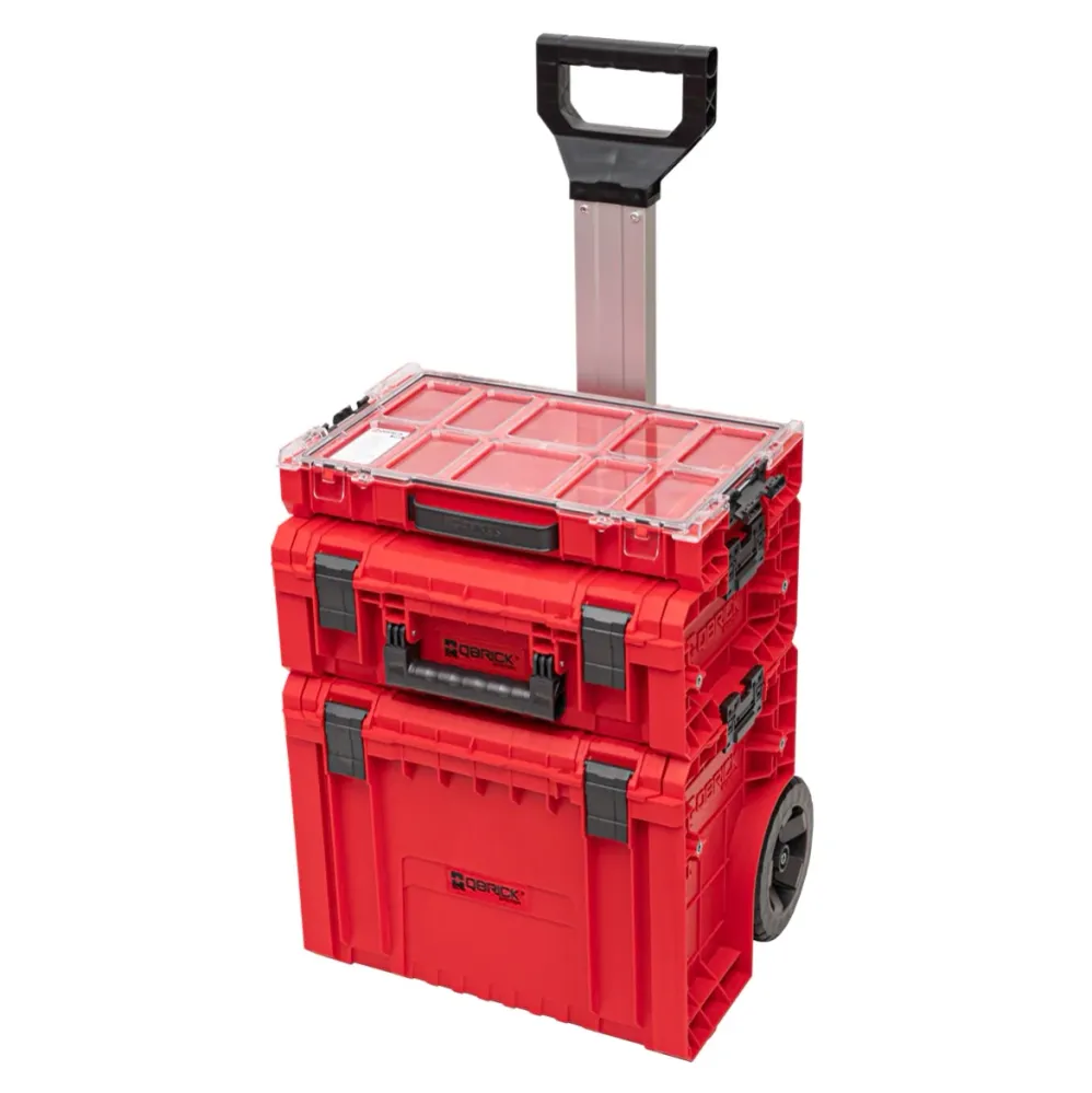 Qbrick System PRO 2.0 Set 4 RED ULTRA HD Tool Trolley Set + PRO Cart 2.0 + PRO Technician Case 2.0 + PRO Organiser 100 450...