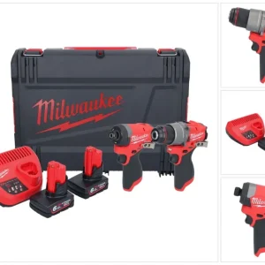 Milwaukee M12 FPP2A2-602X Combo Set ( 4933480588 ) M12 FPD2 akumulatorowa wiertarko-wkrętarka udarowa 45 Nm + M12 FID2 aku...