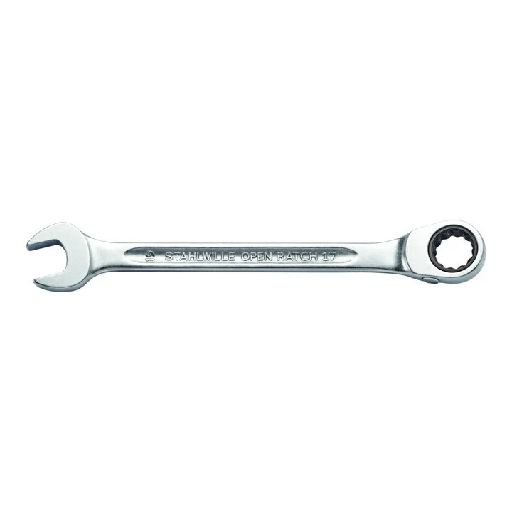 STAHLWILLE OPEN-RATCH 17 klucz płasko-oczkowy z grzechotką 18 mm szerokość w poprzek płaskowników długość 240 mm ( 4000826...