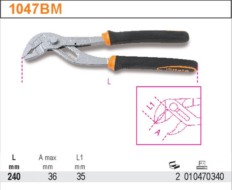 Szczypce nastawne do rur klucz z blokadą 240mm | 1047BM/240