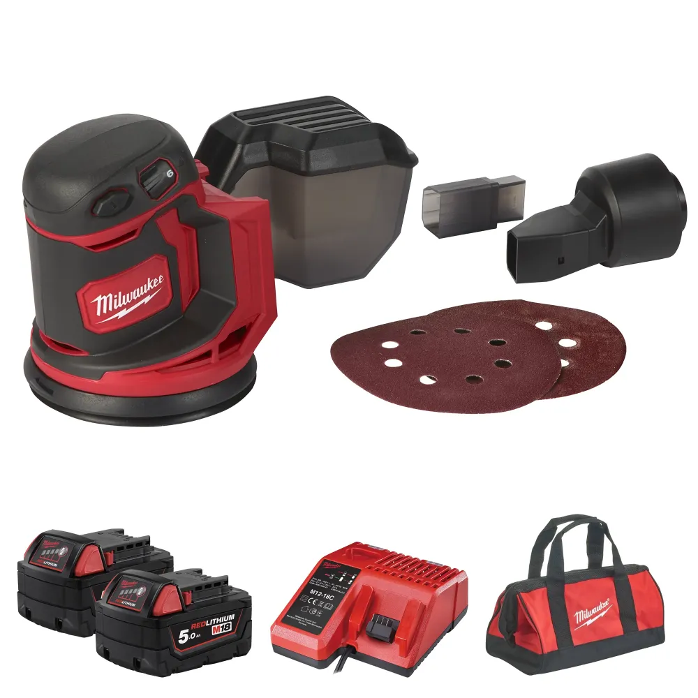 Szlifierka mimośrodowa Milwaukee M18 BOS125-502B 18 V 5 Ah