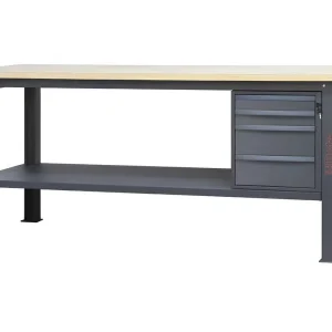 Stół warsztatowy Beta Tools C58BC-W 210cm antracytowy z 4 szufladami i blatem drewnianym