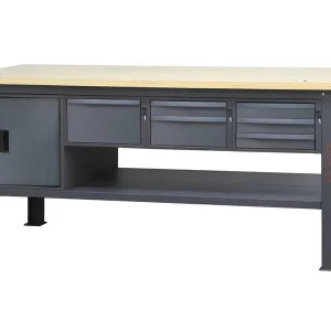 Stół warsztatowy Beta Utensili C58BC-W 210cm antracytowy blat drewniany 6 szuflad szafka