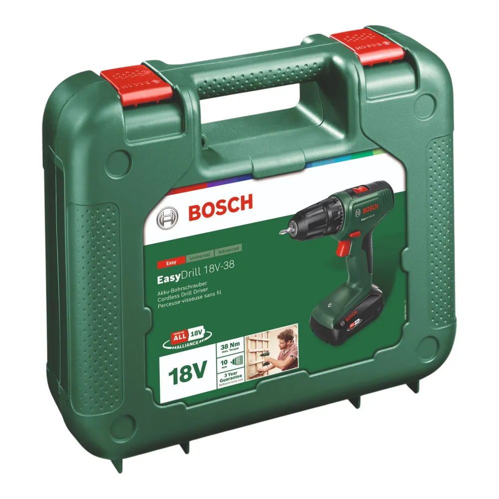 Wiertarko-wkrętarka akumulatorowa Bosch EasyDrill 18V-38 18 V 38 Nm + 1x akumulator 2,5 Ah + ładowarka + walizka (0615A5008K)