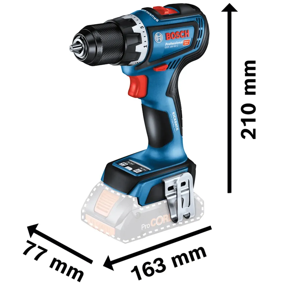 Wiertarko-wkrętarka akumulatorowa Bosch GSR 18V-90 C