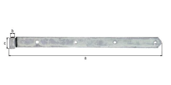 Zawias do okiennic GAH Alberts ( 8001619574 ) Długość 600 x 16 x 45 mm Grubość 5 mm Ø 16 mm zaokrąglony