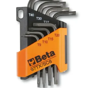 Zestaw kluczy trzpieniowych kątowych w uchwycie TORX 8szt | 97TX/SC8