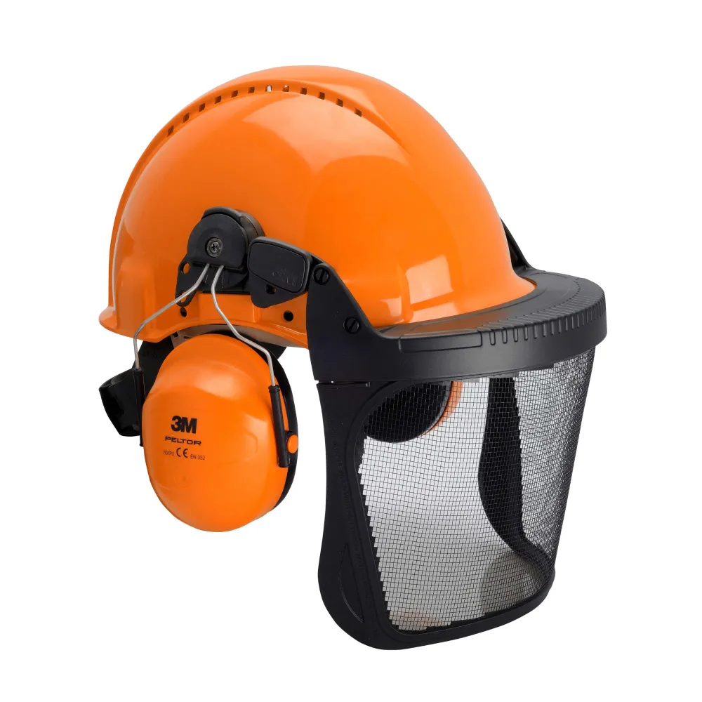 Zestaw Leśny 3M G3000: Kask Pomarańczowy, Nauszniki H31, Wizjer Metalowy 5C