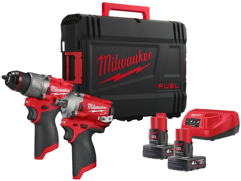 Zestaw Milwaukee 12V wiertarko-wkrętarka FPD2 zakrętarka udarowa FCIWF12G3 2 akumulatory ładowarka