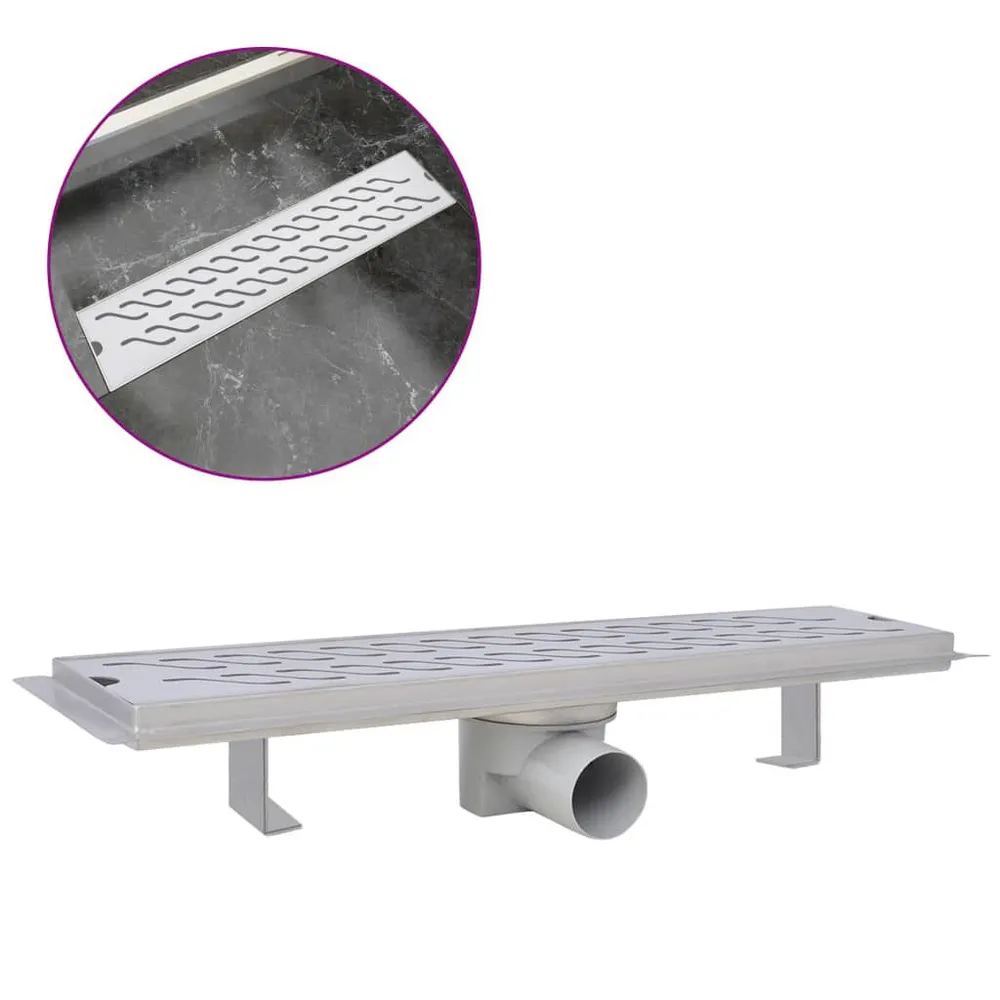 Odpływ prysznicowy liniowy, fale, 530 x 140 mm, stal nierdzewna