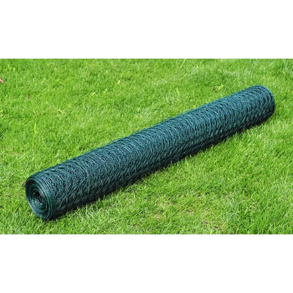 Ogrodzenie z siatki, pokryte PVC, 25x0,5 m, zielone