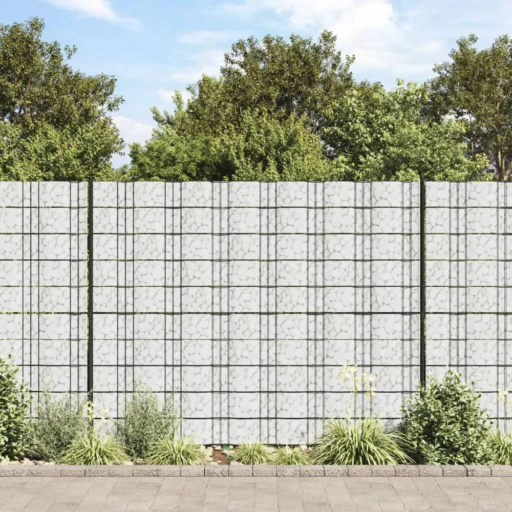 Osłona na ogrodzenie, szara, wzór otoczaków, 35x0,19 m, PVC