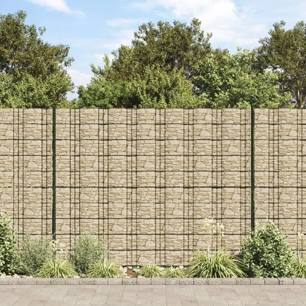 Osłony na ogrodzenie, 2 szt., szare, wzór kamieni, 35x0,19 m