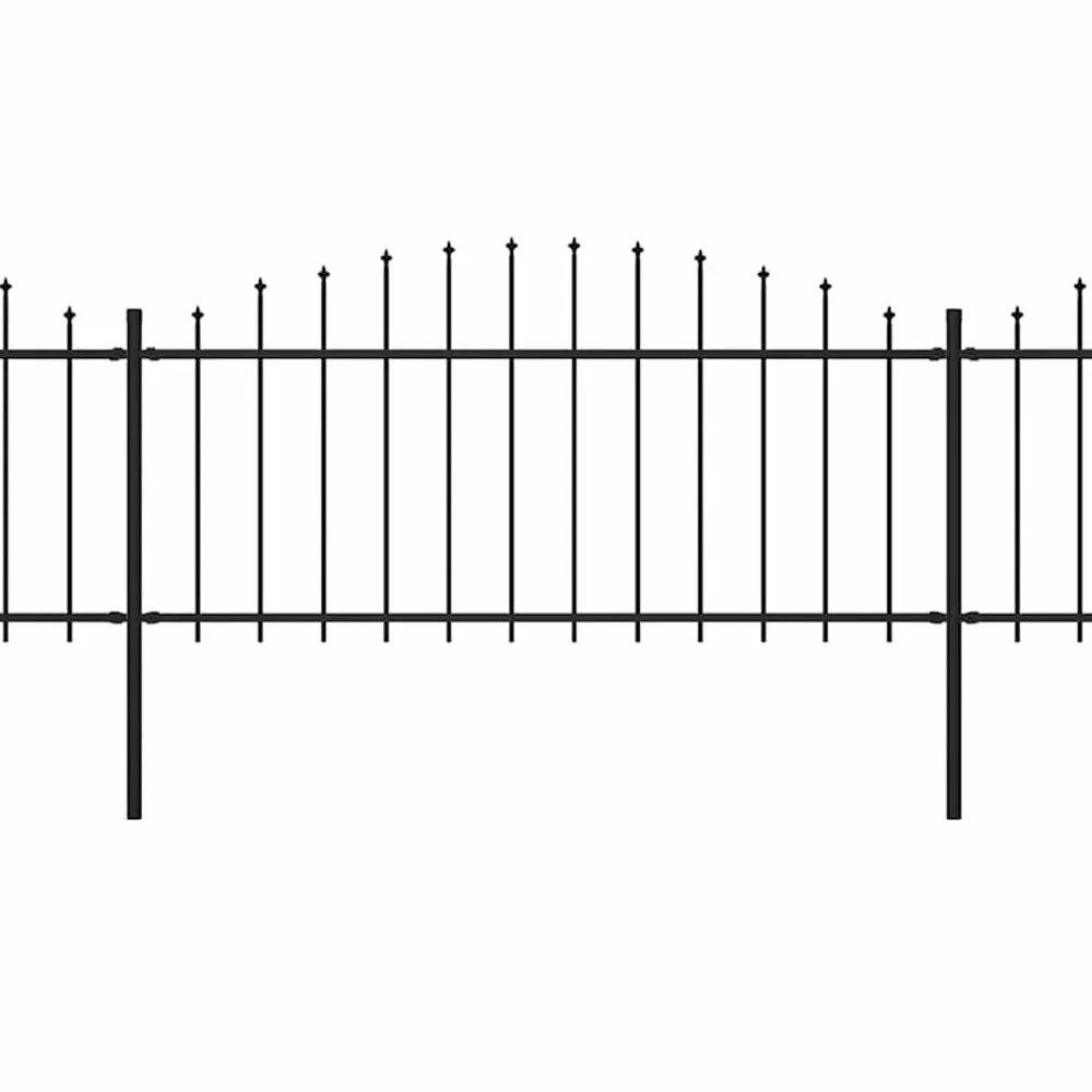 Panel ogrodzeniowy z grotami (0,5-0,75) x 1,7 m, stal, czarny
