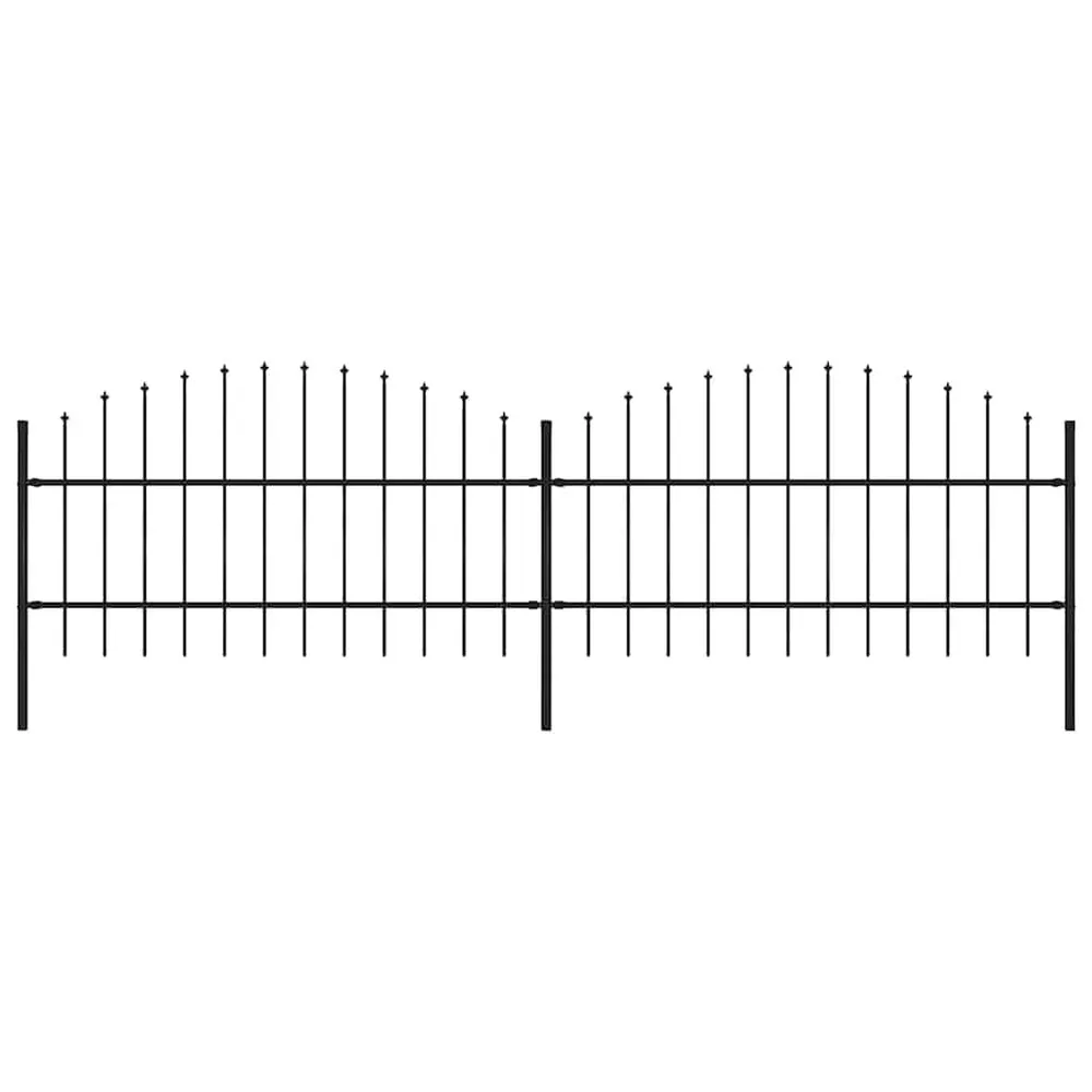 Panele ogrodzeniowe z grotami, stal, (0,75-1) x 3,4 m, czarne