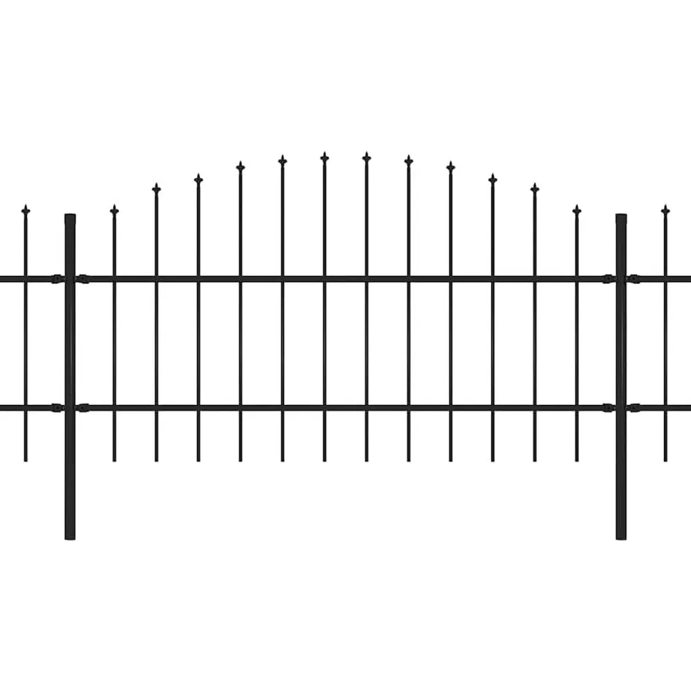 Panele ogrodzeniowe z grotami, stal, (0,75-1) x 3,4 m, czarne