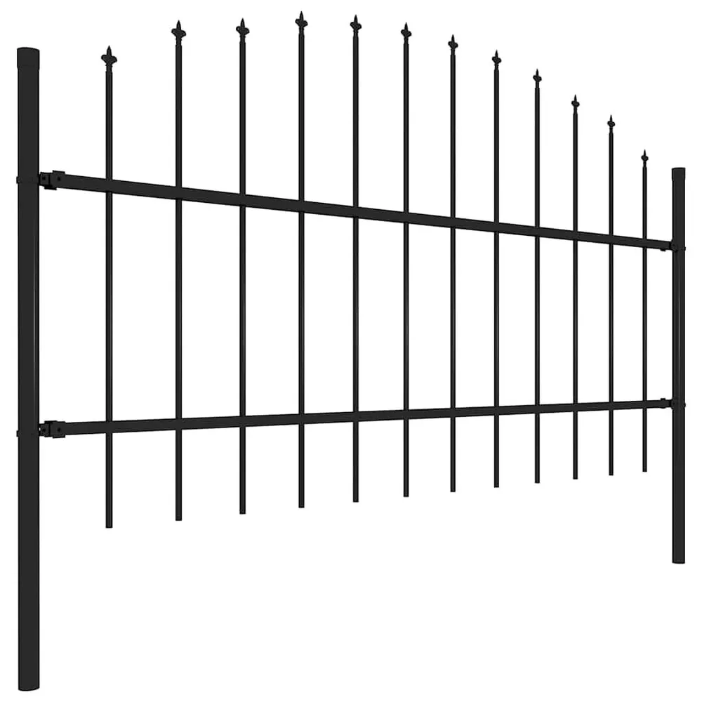Panele ogrodzeniowe z grotami, stal, (0,75-1) x 3,4 m, czarne