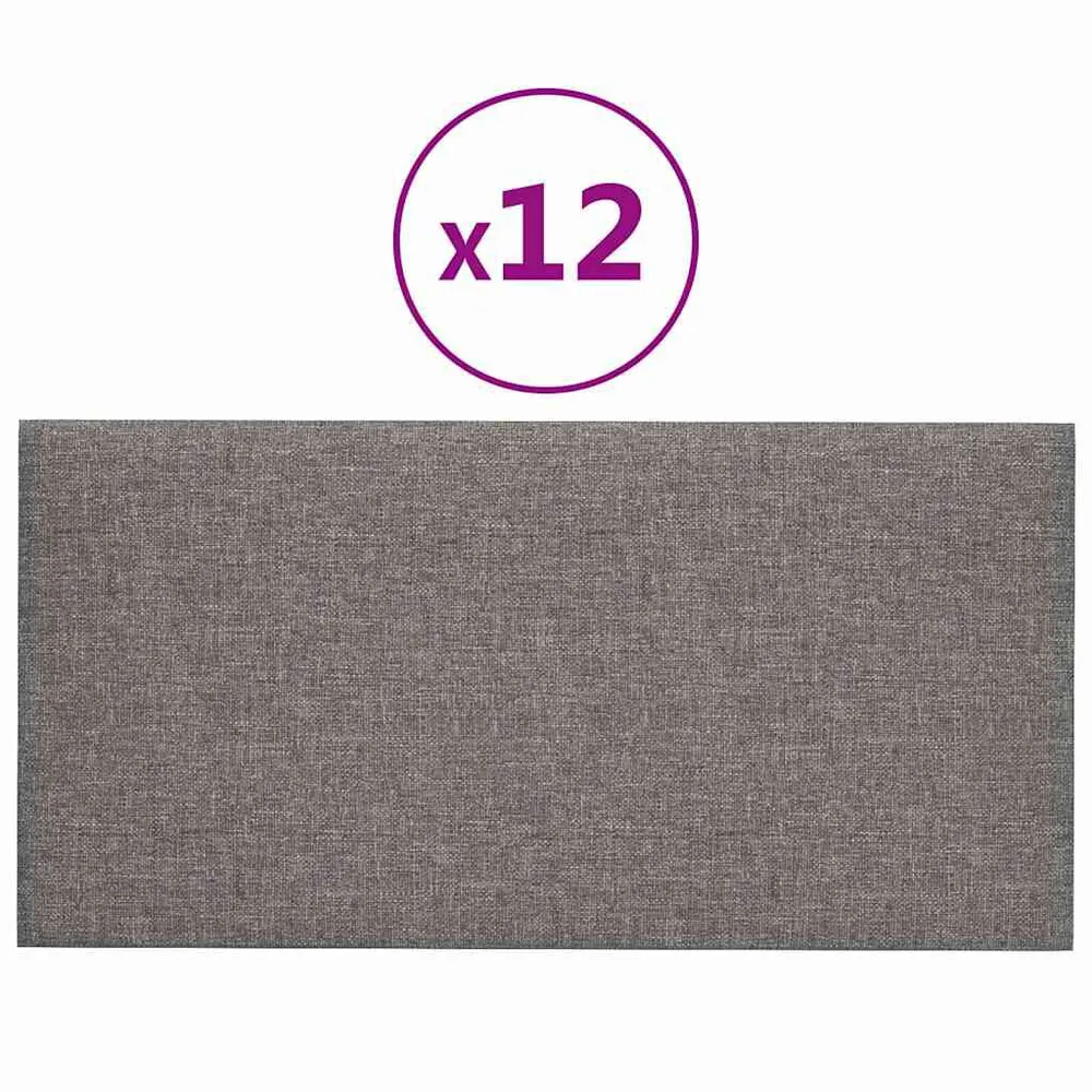 Panele ścienne, 12 szt., jasnoszare, 30x15 cm, tkanina, 0,54 m²