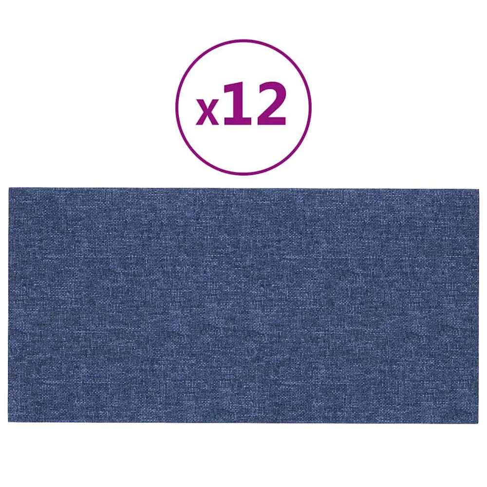 Panele ścienne, 12 szt., niebieskie, 30x15 cm, tkanina, 0,54 m²