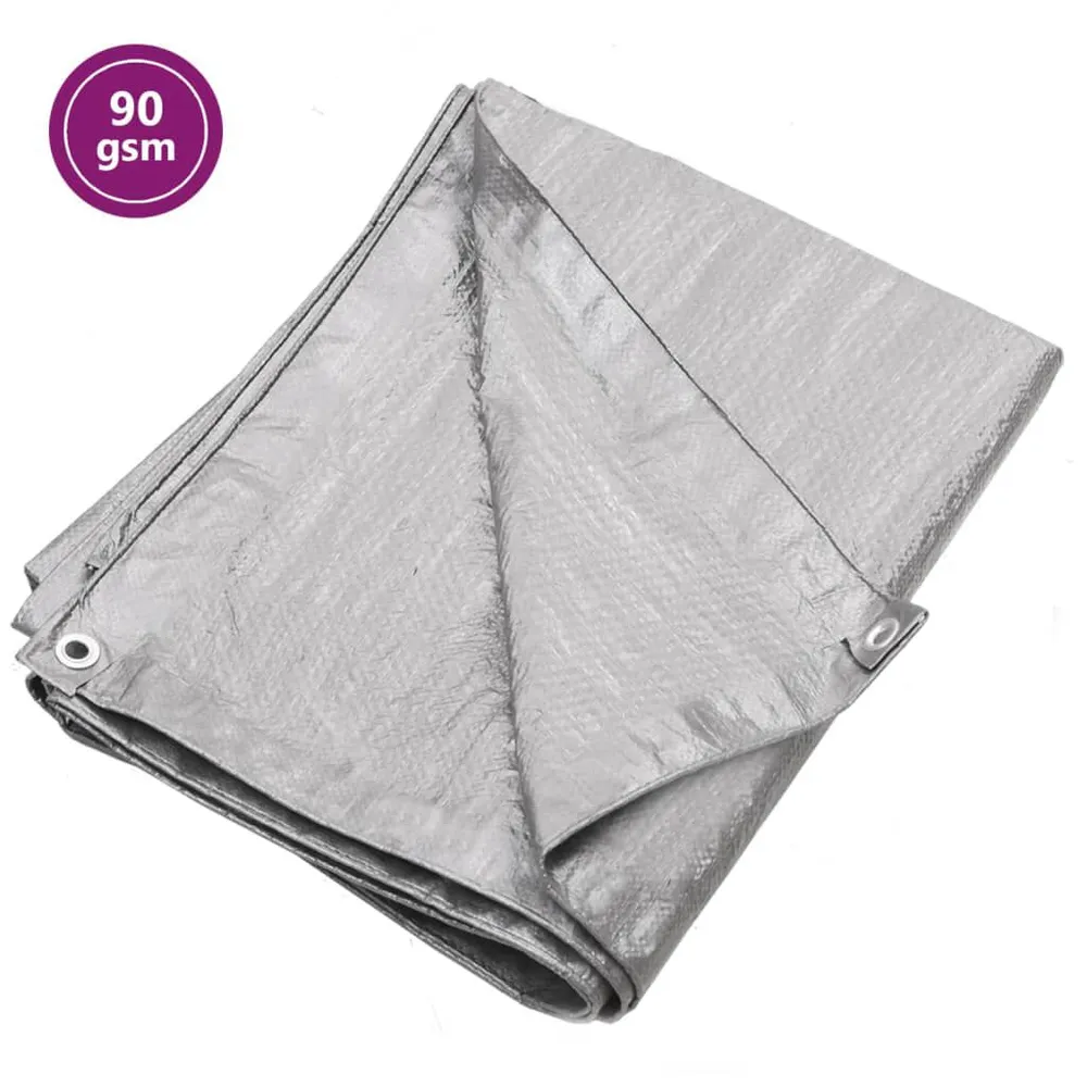 Plandeka, 90 g/m², 8x10 m, szara, HDPE