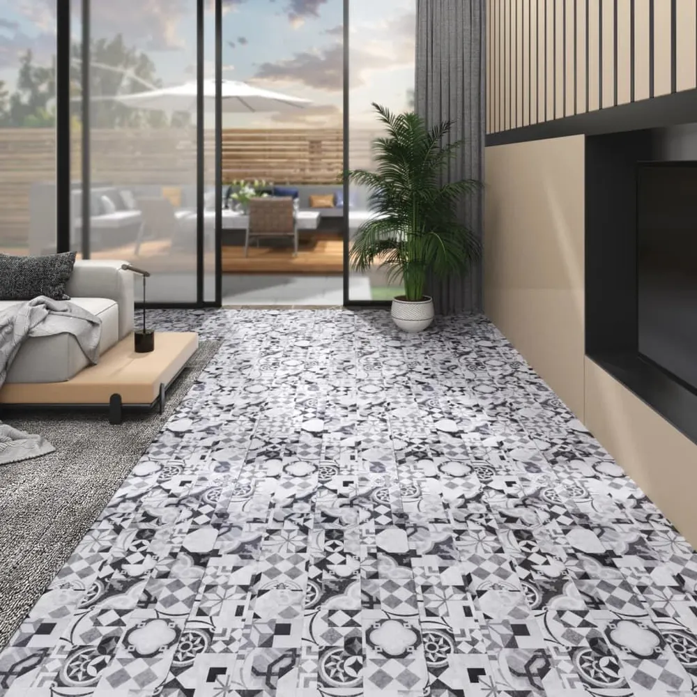 Panele podłogowe PVC 5,26 m², 2 mm, szary wzór, bez kleju