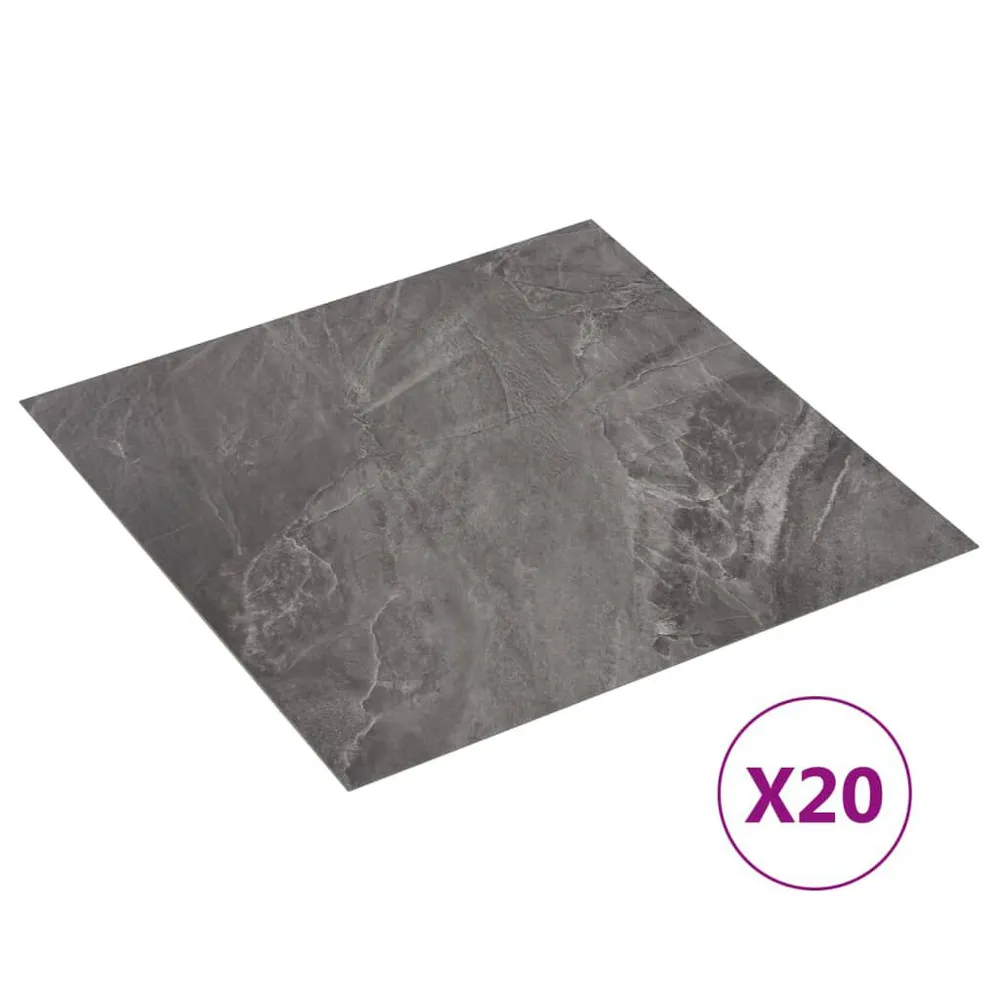 Samoprzylepne panele podłogowe, 20 szt., PVC, 1,86 m², czarne