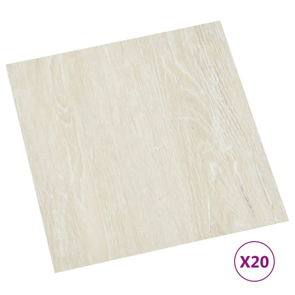 Samoprzylepne panele podłogowe, 20 szt., PVC, 1,86 m², kremowe