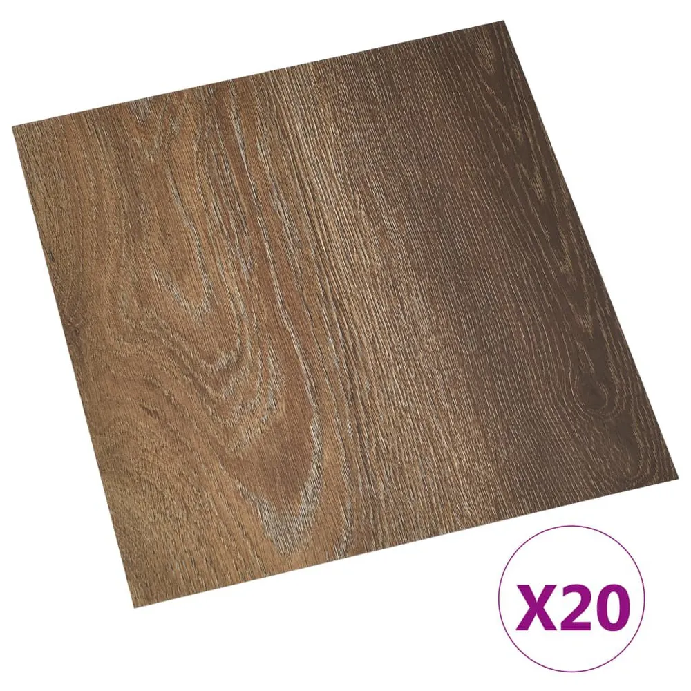 Samoprzylepne panele podłogowe, 20 szt., PVC, 1,86 m², brązowe