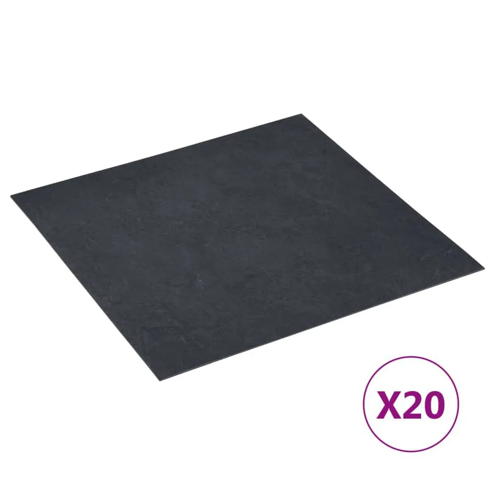 Samoprzylepne panele podłogowe, 20 szt., PVC, 1,86 m², czarne