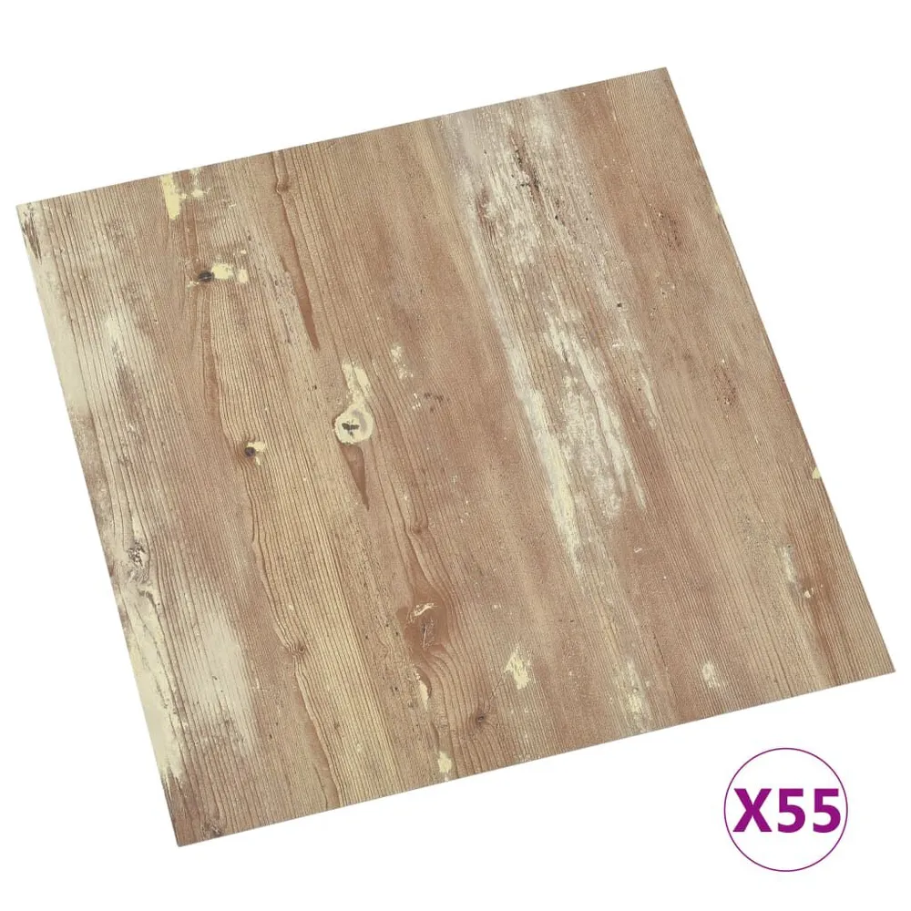 Samoprzylepne panele podłogowe, 55 szt., PVC, 5,11 m², brązowe