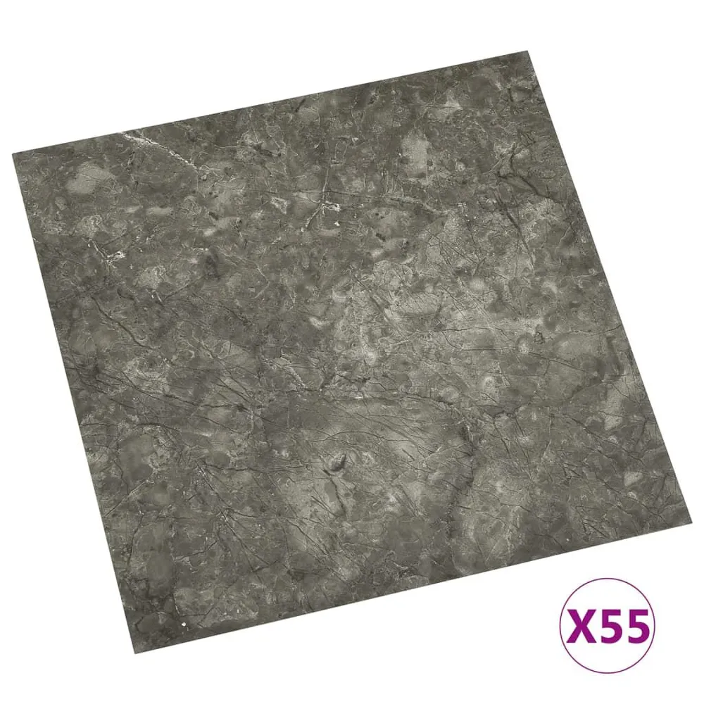 Samoprzylepne panele podłogowe, 55 szt., PVC, 5,11 m², szare