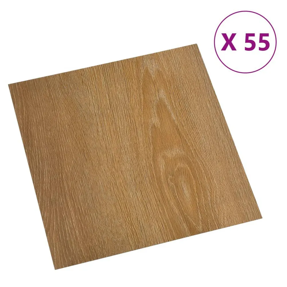 Samoprzylepne panele podłogowe, 55 szt., PVC, 5,11 m², brązowe