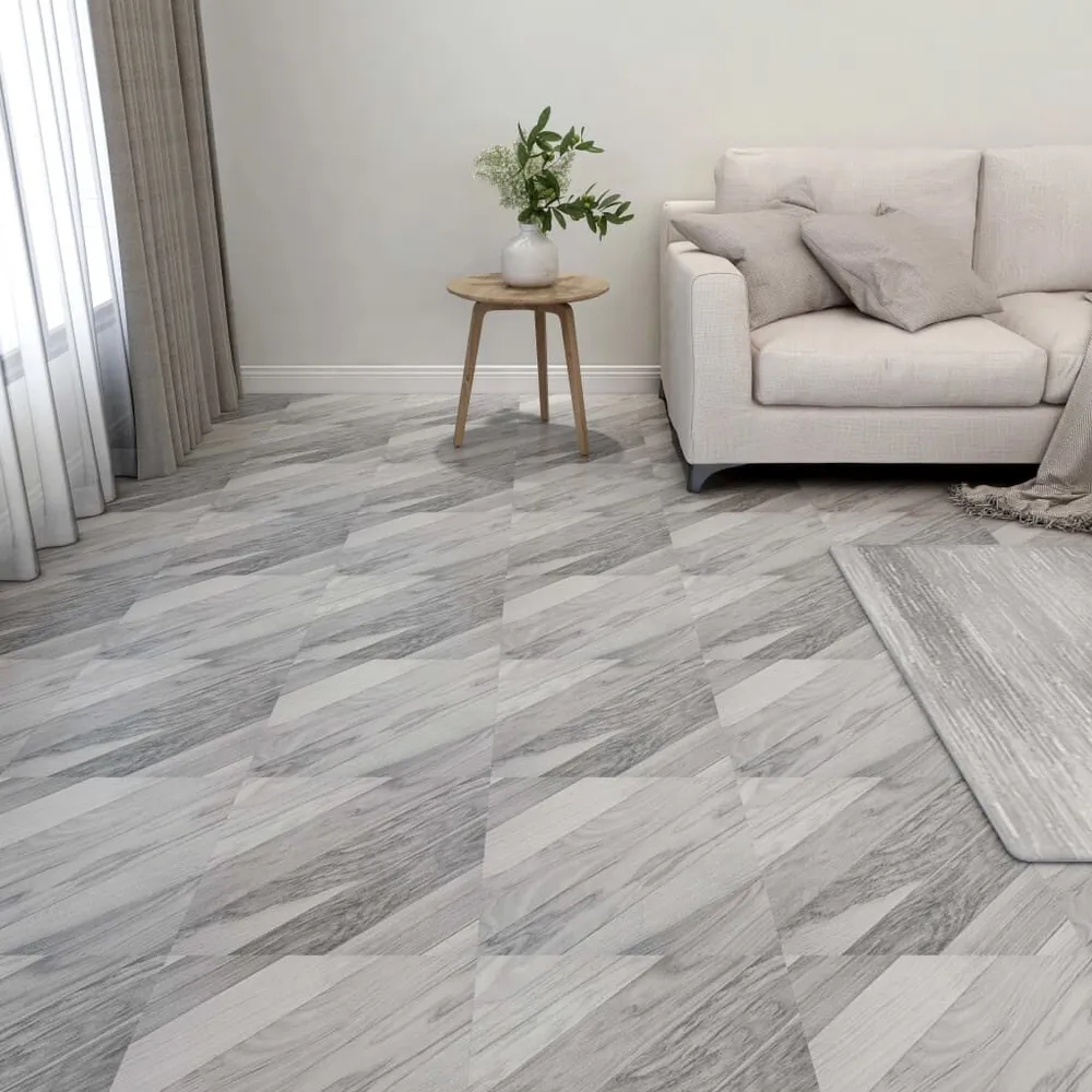 Samoprzylepne panele podłogowe, 55 szt. PVC, 5,11m², szare pasy