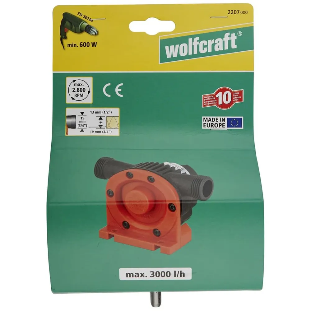 wolfcraft Pompa napędzana wiertarką 3000 l/h, S=8 mm, 2207000
