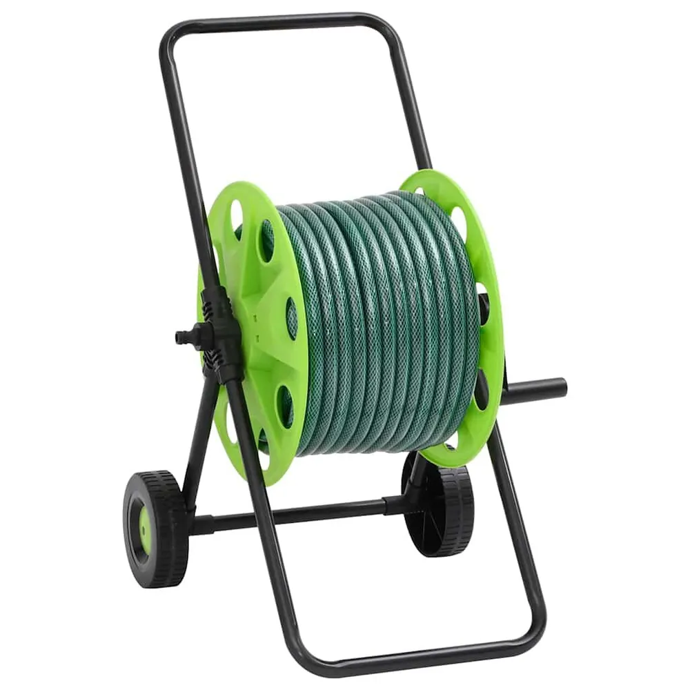 Wózek z bębnem na wąż i złączkami, 0,75", 20 m, zielony, PVC
