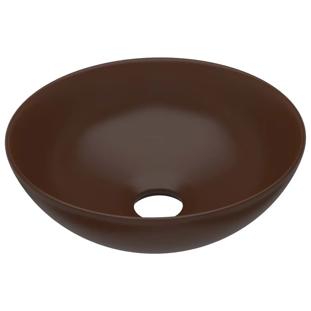 Umywalka łazienkowa, ceramiczna, ciemnobrązowa, okrągł